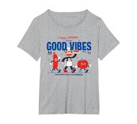 Paul Frank Diner Julius Monkey Sert Good Vibes T-Shirt, Femme Grandes Tailles, Gris Chiné, 6X