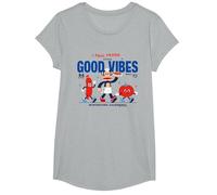 Paul Frank Diner Julius Monkey Sert Good Vibes T-Shirt, Fille, Gris Chiné, S