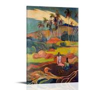Paul Gauguin - Impression sur toile - Œuvres de peintres célèbres (Tahitiennes sous les paumes) - Décoration murale pour salon - 50 x 75 cm