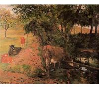 Paul Gauguin Kit de peinture à l'huile par numéros pour adultes paysage avec vaches dans un verger