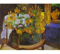 Paul Gauguin Peinture par numéros pour adultes Nature morte avec tournesols sur un fauteuil par Paul Gauguin Kits de peinture sur toile Cadeaux Arts Artisanat pour décoration d'intérieur