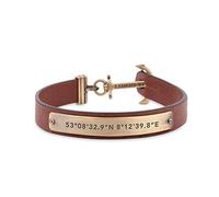 PAUL HEWITT Bracelet Homme Signum coordonnées Ancre - Bracelet Cuir Homme (Marron), Cadeau Homme, Bracelet Original avec Fermoir Ancre en Laiton