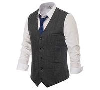 Paul Jones Gilet en tweed à chevrons en laine de qualité supérieure pour homme - Gris - Taille M