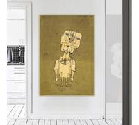 Paul Klee « Le Fantôme d'un Génie » - Impression sur toile - Peinture - Œuvre d'art esthétique - Décoration murale pour la maison et le salon (60 x 80 cm/Sans cadre)