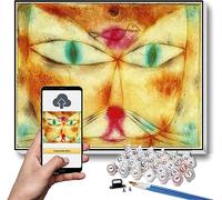 Paul Klee Peinture par numéros pour adultes Kit de peinture par numéro sur toile pour débutants Motif chat et oiseau