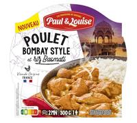 Paul & Louise Poulet Bombay Style & Riz Basmati 300 g - Plat Cuisiné Saveurs Indiennes - Barquette Micro-Ondable - Longue Conservation