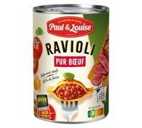 Paul & Louise Ravioli Pur Boeuf - 400g - pâte aux oeufs - 50% de farce - Pur Boeuf - 100% origine France - Sans colorant - Sans arôme artificiel - Nutriscore B