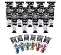 Paul Rubens Ensemble de peinture à l'huile métallique de qualité artiste, 9 couleurs x 60 ml, grands tubes de 60 ml, peinture professionnelle à base d'huile pour toile, bois, haute saturation et