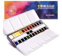Paul Rubens Ensemble de Peinture Aquarelle, 24 Couleurs Aquarelle Solide, Palette Aquarelle Facile à Mélanger et à Diffuser, Ensemble de Peinture Aquarelle Portable pour Voyage Convient aux Débutants