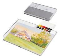 Paul Rubens Kit d'aquarelle - Format de voyage - 12 couleurs - Qualité artiste - Avec 24 pages - 300 g/m² - 100 % coton sans acide - Carnet de croquis aquarelle avec effet scintillant (19,5 x 13,5 cm)