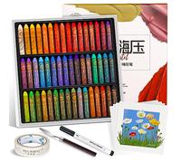 Paul Rubens Kit de pastels à l'huile 48 couleurs vives et crémeuses 10 feuilles de papier pastels 1 colle de masquage 1 grattoir 1 marqueur acrylique noir