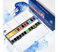 Paul Rubens Lot de 24 peintures aquarelles professionnelles de qualité océan - Haute pigmentation et résistance à la lumière - Dans une boîte métallique pratique pour artistes et débutants