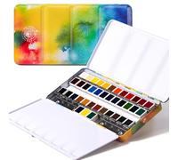 Paul Rubens Lot de 36 peintures aquarelles de classe professionnelle avec palette et boîte en métal portable pour artistes, étudiants, enfants, dessin, illustration
