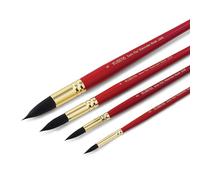 Paul Rubens Lot de 4 pinceaux aquarelle pour adultes et bricoleurs, pointe ronde pour aquarelle, gouache, #0#2#4#6