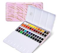 Paul Rubens Lot de 48 aquarelles Couleurs vives Haute transparence Excellente résistance à la lumière Kit d'aquarelle de voyage professionnel pour artistes