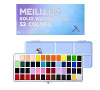 Paul Rubens MeiLiang Lot de 52 aquarelles avec stylo, pinceau, 5 papiers, éponge, crayons noirs, fournitures artistiques pour adultes, aquarelle de voyage