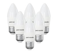 paul russells Lot de 6 ampoules LED à intensité variable Culot à vis Edison 5,5 W 470 lm E27 C37 équivalent 40 W Blanc chaud 2700 K