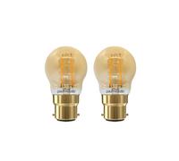 Paul Russels Lot de 2 2 W 25 W Golf LED Filament Ambre Ampoules B22 BC à baïonnette 2 W Petit Globe G45 360 Faisceau Lampe 2200 K Extra Blanc Chaud 25 W Ampoule à Incandescence de Remplacement