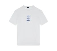 Paul & Shark, Homme, Tops, Blanc, Taille: XL T-shirt en jersey de coton à imprimé requins