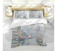 Paul Signac Style housse de couette Set 3 Pièces Barfleur Ensemble de literie de chambre à coucher en microfibre douce et respirante avec 2 taies d’oreiller 4 liens Fermeture éclair 155 x 220 cm