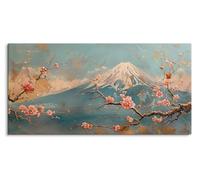 Paul Sinus 120 x 60 cm - Tableau sur toile - Montagne japonaise avec cerisiers en fleurs - Art de la nature élégant pour des espaces de vie raffinés