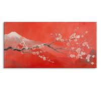Paul Sinus 120x60 cm Tableau sur toile 120x60 cm Montagne rouge avec délicates fleurs de cerisier Art de la nature harmonieuse pour des espaces de vie élégants