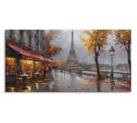 Paul Sinus 120x60cm Tableau mural - Paris élégant, atmosphère romantique et décor de la Tour Eiffel