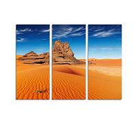 Paul Sinus Art 130 x 90 cm - Toile sur châssis avec motif sahara désert Algérie été 3 pièces - Impression photo d'art
