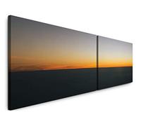 Paul Sinus Art Coucher de Soleil 180 x 50 cm - 2 Photos murales Décorations Murales de 50 x 90 cm - Impression Artistique - Toile montée sur Cadre