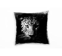 Paul Sinus Art Coussin décoratif pour canapé ou canapé Motif léopard Gris/Noir 40 x 40 cm, Microfibre, Noir, Bezug Ohne Füllung