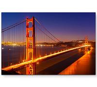 Paul Sinus Art Golden Gate Bridge Impression sur toile tendue la nuit, Toile, 120 x 80 cm