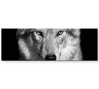 Paul Sinus Art Image de qualité Portrait - Loup Noir, Blanc Tableau sur toile tendue, Toile, Noir , 150 x 50 cm