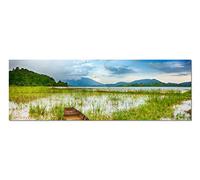 Paul Sinus Art Image sur Toile et panoramique Châssis 150 x 50 cm jonc de mer Bateau Montagnes Paysage crépusculaire