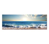 Paul Sinus Art Image sur Toile et panoramique Châssis 150 x 50 cm Mer Plage Vagues Coucher de Soleil Nuages