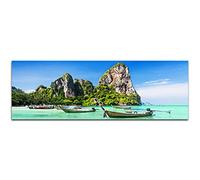 PAUL SINUS Art Image sur Toile et panoramique Châssis 150 x 50 cm Thaïlande mer Plage Roches Bateaux