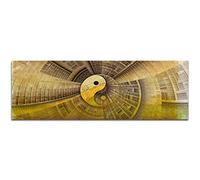 Paul Sinus Art Impression d'art Feng Shui abstrakt430 _ Marron 150 x 50 cm jaune Impression sur toile XXL sur châssis Grand tableau mural
