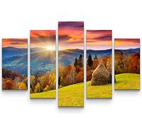 Paul Sinus Art Impression sur toile - 160 x 100 cm - Paysage de montagne au lever du soleil en automne