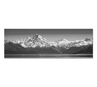 Paul Sinus Art - Photo panoramique sur toile - Noir/blanc - 120 x 40 cm - Nouvelle-Zélande, montagne, neige
