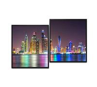 Paul Sinus Art Skyline de Dubai 130 x 90 cm (2 photos env. WTD Toile décorative montée sur châssis pour ombres Noir Format XXL 75 x 65 cm
