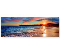Paul Sinus Art Tableau de qualité sur Toile tendue sur Toile Motif Coucher de Soleil sur la mer, 120 x 40 cm