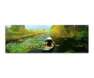 Paul Sinus Art Tableau mural - Reproduction d'art - 120 x 40 cm - Forêt du Vietnam - Nénuphars en bois