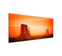 Paul Sinus Art Toile panoramique 120 x 40 cm - Monument Valley au coucher du soleil, Utah, USA sur toile exclusive - Photo moderne pour votre mur dans de nombreuses tailles