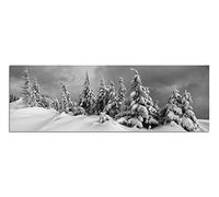 Paul Sinus Art Toile Photo comme Panorama Noir/Blanc 120 x 40 cm Paysage d'hiver neige arbres nuages
