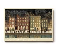 Paul Sinus Décoration murale « An Evening Walk à Amsterdam » - Ville d'hiver avec promeneurs le long des rues enneigées, maisons éclairées sur le canal