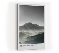 Paul Sinus Impression d'art 40 x 60 cm Mono Mountains en noir et blanc avec montagnes et rayons lumineux dans le brouillard