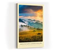 Paul Sinus Impression d'art 40 x 60 cm Mountain Lightfields Lever du soleil Paysage de montagne Nature Ciel Brume Panorama
