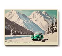 Paul Sinus Luxury on the Alpine Ascent Tableau mural classique de voiture de sport dans paysage alpin rétro Poster d'art pour salon bureau
