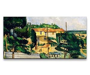 Paul Sinus Paul Cézanne Tableau mural Motif village de Provence avec arbres 120 x 60 cm Impression sur toile Paysage de Paul Cézanne - Art impressionniste pour vos pièces