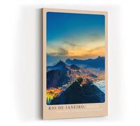 Paul Sinus Rio de Janeiro Tableau mural 60 x 90 cm avec vue sur la ville, les montagnes et la mer au coucher du soleil