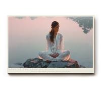 Paul Sinus Soul at the Edge of Peace, œuvre d'art méditative représentant une femme au bord de l'eau, symbole de la tranquillité intérieure, de l'harmonie et de la pleine conscience.